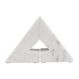 Set of 2 Right Triangle Marble Bookends - Contemporary Abstract Angled Bookends for Decorative Home or Office Accent - Stylish Book Organization Decor