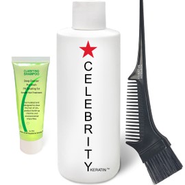 Complex Brazilian keratin CELEBRITY KERATIN Hair Treatment Conditioning Straightening Keratin Proteins Amino Acids Argan Castor Oils Repair Damaged Color Treated Curly Straight Coarse Thin Hair (150ml)