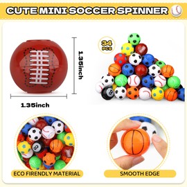 Soccer Party Favors for Kids 4-8 8-12, 36 pack Fidget Spinner Basketball Balls Goodie Bag Stuffers Treasure Box Toys for Classroom Return Gifts for Kids Easter Party Favors Supplies