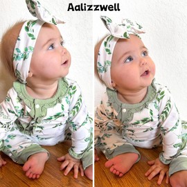 Aalizzwell Preemie Baby Girls Fall Romper Infant Winter Clothes Premature Outfit Clothing Green Leaves
