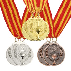 PATIKIL 2 Inch Gold Silver Bronze Award Metals, 6 Pieces Olympic Style Award Medals 1st 2nd 3rd Prize with Neck Ribbon for Games Sports Competitions