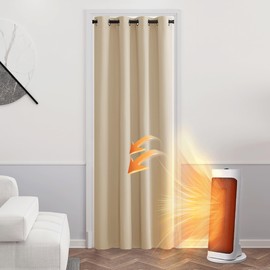 PONY DANCE Blackout Curtains Beige - 1 Piece, H 240 x W 140 cm ,Thermal Curtain, Against Cold and Heat, Curtains, Opaque Bedroom Curtains with Eyelets, Biscotti Beige