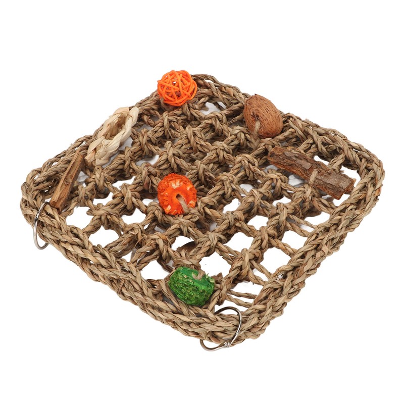 Bird Foraging Wall Toy Boredom Relief Seagrass Hand Woven Parrot