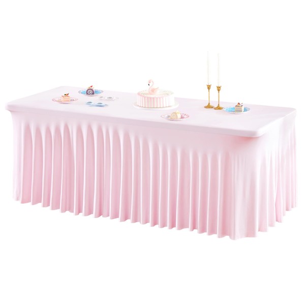 1 Pack Pink Table Clothes for 4 Foot Rectangle Tables,