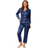 Allegra K Women's Satin Night Suits Valentine's Day Button Down