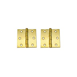 QCAA Square Door Butt Hinge, Heavy Gauge, Swaged, Loose Pin, 2-1/2"x2-1/2"x2.0mm, Brass Plated, Made in Taiwan, 2 Pack