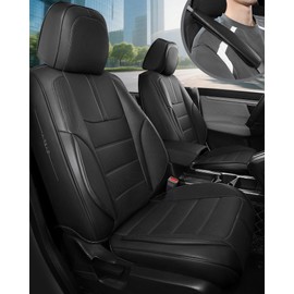 FREESOO Black Car Seat Covers Full Set - Faux Nappa Leather Seat Covers for Cars, with Front Seatbelt Pads, Waterproof Breathable Cushion Protectors Fit for Most 5 Seats Automative Sedans SUV Trucks