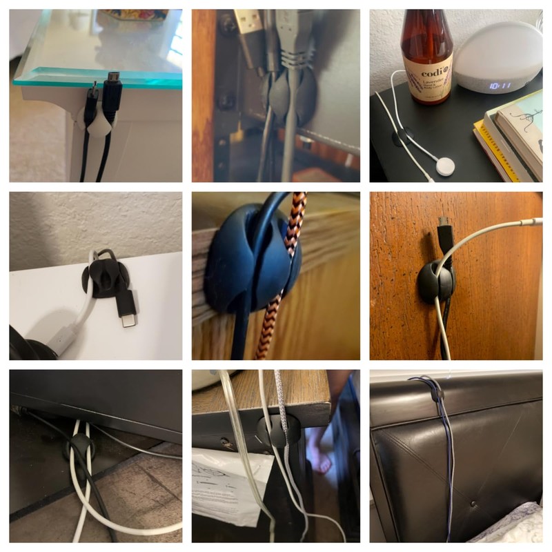 OHill Desk Cable Management Cord Organizer, 16 Pack White Self
