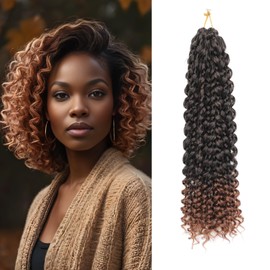 8 Packs GoGo Curl Crochet Hair 12 Inch Short Curly Crochet Hair for Women Beach Curl Water Wave Deep Twist Crochet Braids Synthetic Braiding Hair Extensions (T1B/30#, 12 Inch(pack of 8))