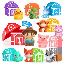 Oriate Learning Toys for 1,2,3 Year Old Toddlers, 20Pcs Farm Animals Counting Color Sorting Montessori Toys Fine Motor Skill, Little People Birthday Gift Age 12+ Months