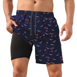 DEOLAX - Traje de baño para hombre, de 7 pulgadas de entrepierna, ajuste seco, pantalones cortos de baño, ligero, para entrenamiento, para hombre, Azul marino, X-Large