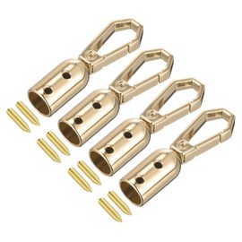 uxcell Cord End Cap, 4Pcs 8mm/0.32" End Cap Barrel Beads Terminators Cord with Screws Finding for Tassel Jewelry Making Bag Strap DIY, Gold