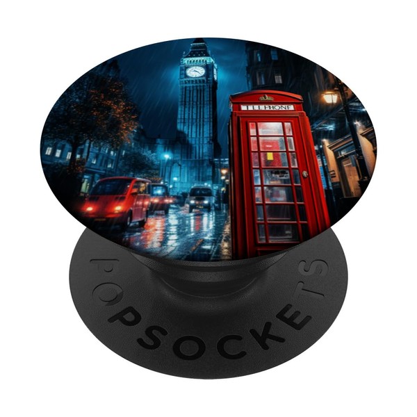 Wet London Iconic Red Phone Booth Clocktower Art PopSockets Standard