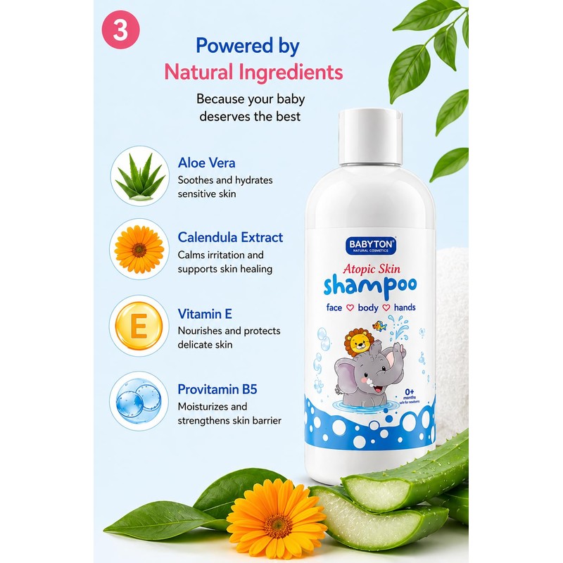 Babyton Atopic Skin Shampoo for Babies 400ml – Gentle, Natural