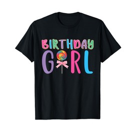 Lollipop Candy Theme Birthday Party Bday Girl Coquette Bow T-Shirt