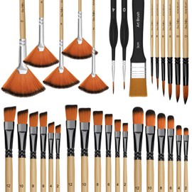 Linkstyle 32Pcs Artist Paint Brush Set, Nylon Acrylic Paint Brushes