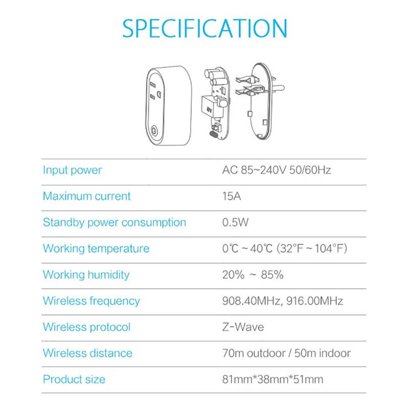 NEO Z-Wave Plus Smart Mini Plug 3-Pack, Compact Z-Wave Outlet