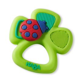 HABA Silicone Teethers for Babies 6-18 Months - Shamrock Silicone Teether Ring and Grasping Toy for Safe Sensory Development - Dishwasher Safe Baby Essentials