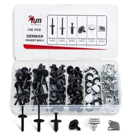 T&M TECHNICS® Box of 100 Universal Fasteners, Clips, Clips and Plastic Rivets for German Cars and Motorcycles - Set for Door Trim Bumper Grille German Pocket Box 5
