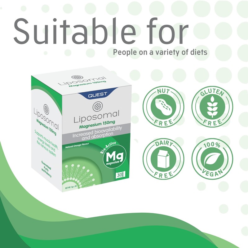 Quest - Liposomal Magnesium Citrate Complex 30x 150mg Sachets. High