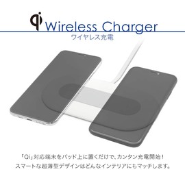Owtec OWL-QI10W2Q18W-BK Wireless Charger, Supports 2 Devices Simultaneously, 10W / 7.5 W, 5 W, Qi Compatible, QC18W, Charger Included, Cable Length: 5.9 ft (1.4 m), Black