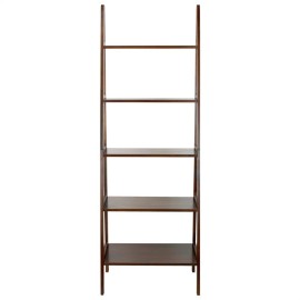 Casual Home 5-Shelf Ladder Bookcase-Warm Brown