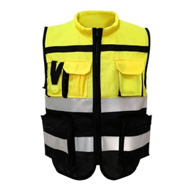Alomejor Yellow Reflective Safety Vest, Highly Visible Safety Vest with Zip and Pockets for Working (XXL180)