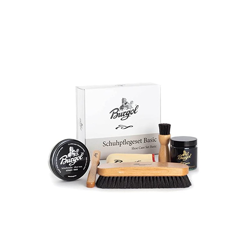 Burgol Basic Shoe Care Set with Shoe Pomade, Shoe Wax,