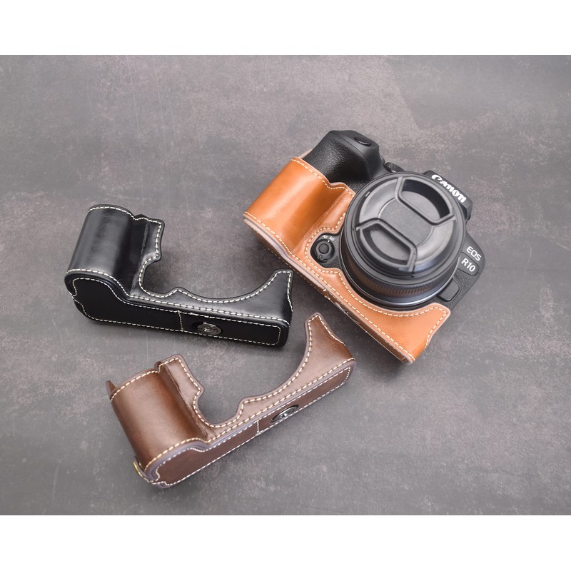 Rieibi EOS R10 Case - Quality PU Leather Half Case