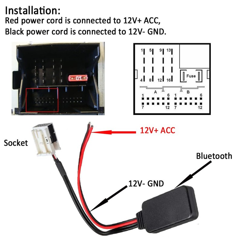 Bluetooth Aux Adapter Bluetooth Module 12 Pin AUX Connector for