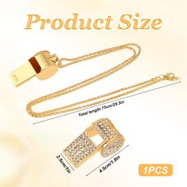 Rhinestone Whistle Necklace, 1 PCS Gold Whistle Necklace for Women Bedazzled Stuff Long Sweater Chain Bling Metal Crystal Necklaces Chain with Lanyard Fashion Shining Pendant for Women Jewelry Gifts