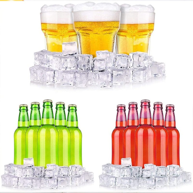 Acrylic Ice Cubes, 30 PCS Clear Fake Ice Cubes for