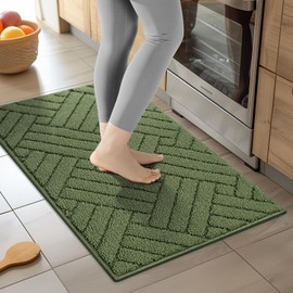 JEEDOVIA Kitchen Rugs and Mats for Floor, Kitchen Runner Rug Non Skid Absorbent Resist Dirt Comfort Standing Mat for Kitchen,Entryway, Machine Washable,20"x31.5",Green