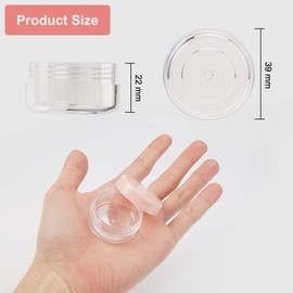 Empty Cream Jars, 10 ml Lip Balm Containers, Small Tins with Plastic Lids, Mini Tins Travel Set, Cosmetic Empty for Cream, Lotion, Masks, Cosmetics, Nail Art, Rhinestones, Pink, Pack of 24