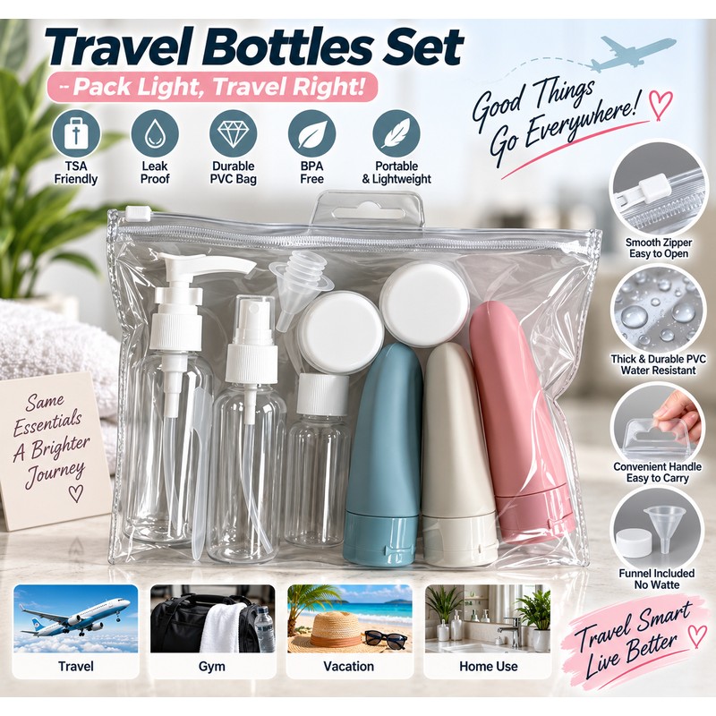 Refillable Travel Bottles for Toiletry Storage – Portable Liquid Containers