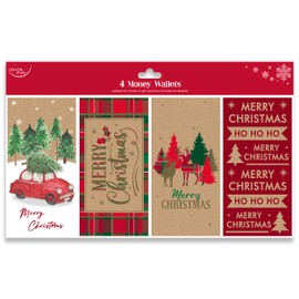 Eurowrap North Pole Christmas Xmas Money Cash Gift Wallets & Envelopes, Kraft - Pack of 4 (X34256MWX)
