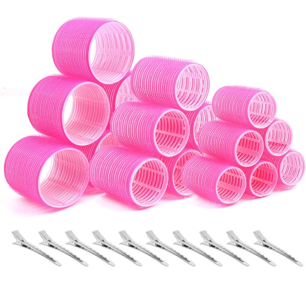 Hair Rollers with Clips Thrilez Self Grip Jumbo Hair Roller Include 63mm 44mm 35mm Hair Curlers Rollers for Long Medium Short Hair, Salon Hairdressing Rollers Tools for DIY Hair Styling