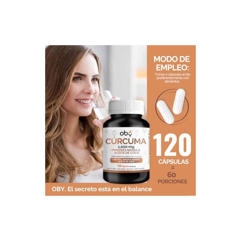OBY Curcuma 1000 mg | Curcuma Capsulas con Pimienta Negra