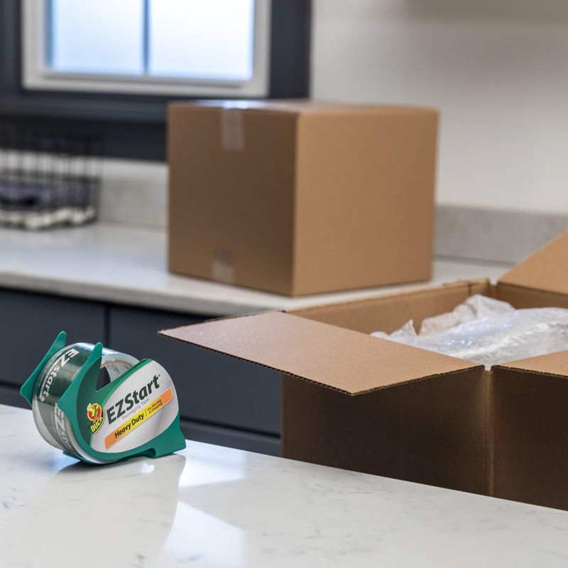 Duck Brand EZ Start Packaging Tape with Reusable Dispenser, 1.88