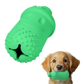 PawSailor Treat Dispensing Chew Toy Rubber Natural Bamboo Fiber Interactive Fun Puzzle Toys for Small Medium Dogs Puppy Slow Feeder Toys for Teething Traning Playing Green