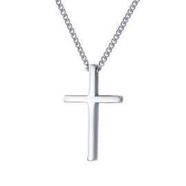 Tadipri 1 x Cross Chain Necklace Cross Symbol Basic in Silver (Non-fading and Sweat-Proof), Alloy Steel