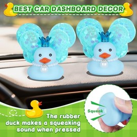 Decoración de tablero de automóvil con diseño de ángel mariposa azul, alas con purpurina, corona y collar de perlas, accesorios de silicona prémium pa