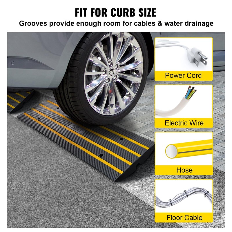 VEVOR 2 Pack Rubber Curb Ramps for Driveway, Heavy Duty