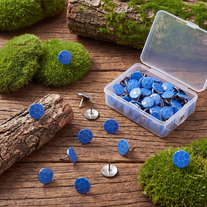 100 Pcs Reflective Tacks Trail Marking Tacks, Blue