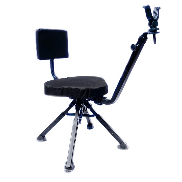 BenchMaster BMGBSC2 Four Leg Ground Blind Chair Shooting Chair with Gun Rest - Crossbows , Black