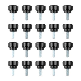 Rumyve 20pcs Round Head Threaded Thumbscrew,M4 x 10mm Carbon Steel Thumb Screw,Threaded Knurled Clamping Bolts,Machinery,Car(Black)