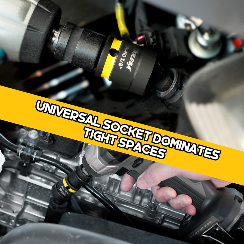 TOLESA Swivel Socket Set, Impact Universal Joint-Socket Swivel Set, 1/2",