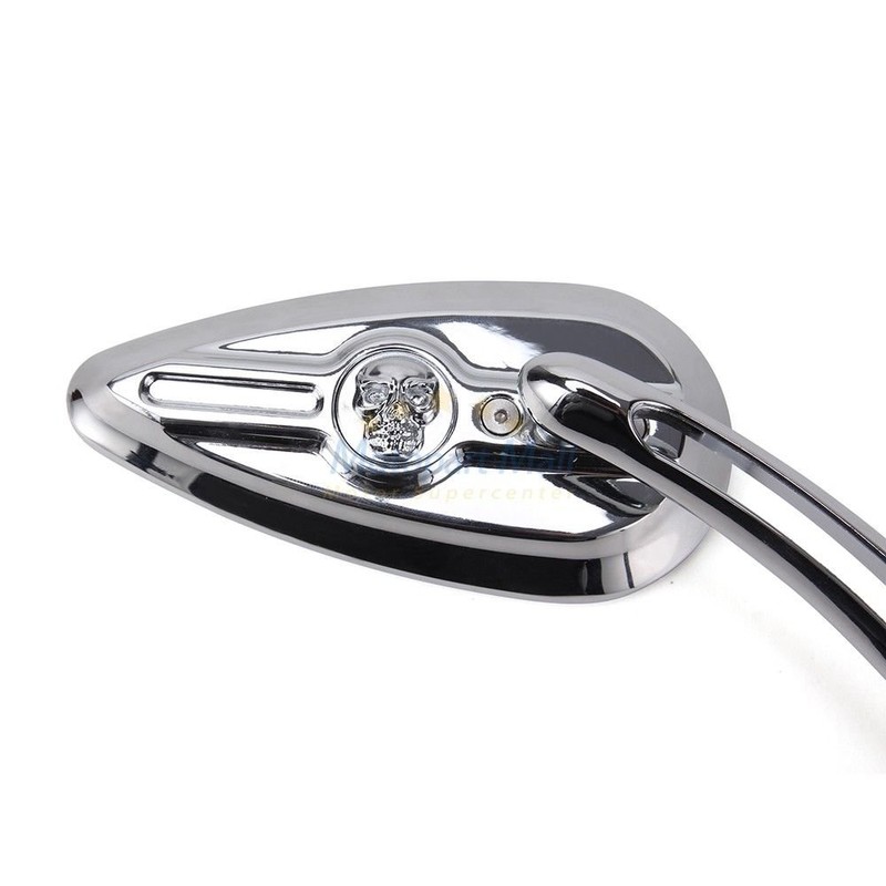 Chrome Skull Teardrop Aluminum Rearview Side Mirrors fits for Harley