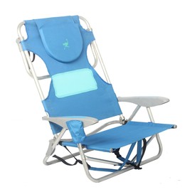 Ostrich Lightweight Ladies Comfort On-Your-Back Outdoor Backpack Beach Chair with 5 Adjustable Positions, Carry Straps & Cup Holder, Blue (2 Pack)