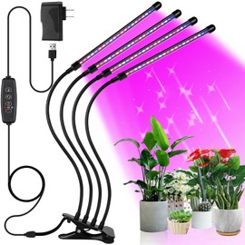 Grow Lights for Indoor Plants LED Grow Light for Seed Starting with Red Blue Spectrum, 3/9/12H Timer, 10-64 inch Height& 3 Switch Modes, Adjustable Gooseneck Suitable for Various Plant